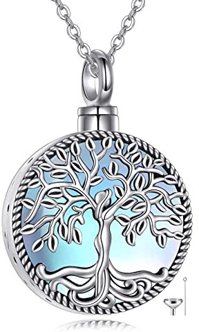 YAFEINI Collares de urna para cenizas, plata de ley, corazón, árbol de la vida, elefante, colibrí, girasol, joyería de cremación para cenizas, joyería de memoria para mujeres y hombres, Metal,