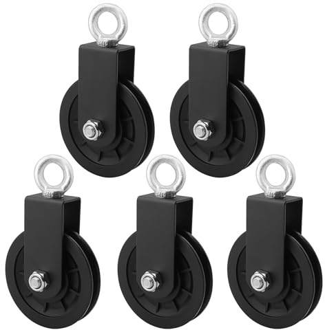 GENHAKON 5 Pack 3.54 inch/90 mm Traction Silent Nylon Gym Cable Pulley Wheel, Rotation 360 Degree Traction Wheel, Strong Bearing Capacity,for LAT Pulley System DIY Gym Pulley System
