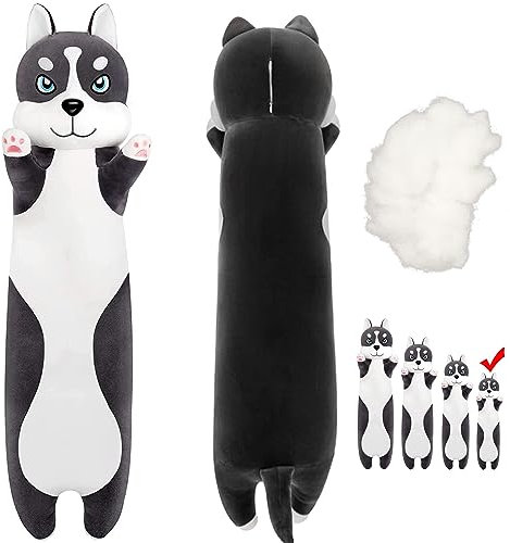 LEcylankEr Husky Peluche - 50/70/90/110 cm Suave Perro de Peluche, Almohadas y Cojines de Animales de Peluches, Peluche Husky para Niños Adultos, Cumpleaños Navidad Día (50cm)