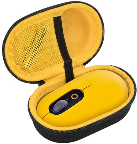 Geekria Bolsa de transporte para ratón, bolsa de viaje protectora de carcasa dura bolsa de almacenamiento de ratón inalámbrico compatible con Logitech POP Mouse (Blast Yellow)