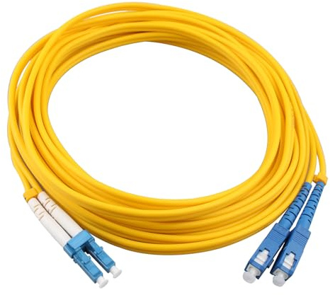 Jopto Fiber Patch Cable LC to SC 5m(16ft) OS2 Single Mode Jumper Duplex 9/125 Fiber Optic Cable PVC LSZH Jacket for 10Gb/Gigabit SFP SFP+ Transceiver and Media Converter-Optics Pigtail Lead Series