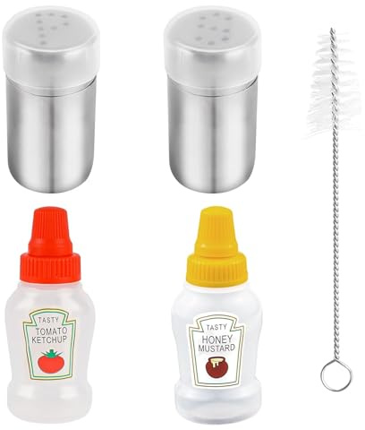 Gewürzstreuer, 2 Stück Mini Salzstreuer Klein Salz und Pfefferstreuer(5ml) | Salzstreuer Edelstahl Salzstreuer für Bento-Boxen Autos Büros Camping und den Einsatz im Freien