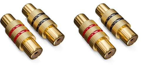 deleyCON Adattatore RCA per accoppiamento / audio video, set 4ération, 2 nero, 2 rosso, connettore RCA
