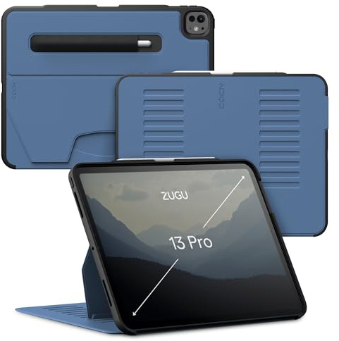 ZUGU CASE iPad Pro 13 Case (M4 / M5) 2024/2025 fodral - Ultra slimmat skyddshölje - trådlös Apple Pencil Laddning - Bekväm 10-vinkels Magnetic Stativ Skal & automatisk vila/väckning [ Skifferblå ]