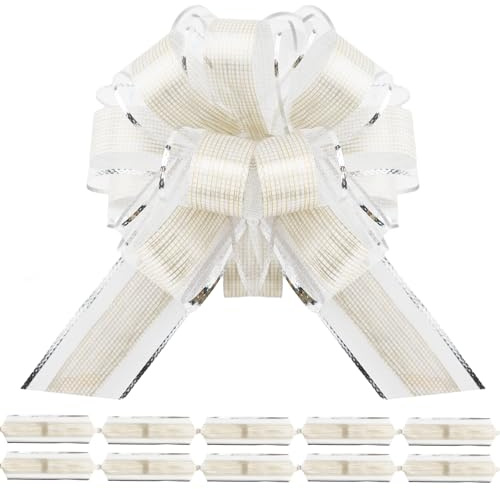 G2PLUS 12PCS Lazo Regalo Plateado,Lazos Adorno Coche Boda Lazos de Regalo Grande con Cinta Lazos Automáticos para Decoración Boda Coche Fiesta DIY