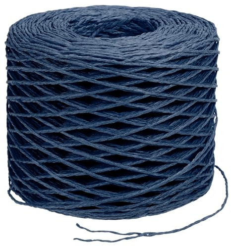 PATIKIL 656 Pies Cinta de Rafia Rafia Hilo Papel Cuerda Cordel Azul Oscuro | para Bolsos de Ganchillo Artesanía Regalos de Festival Ramos Envoltura