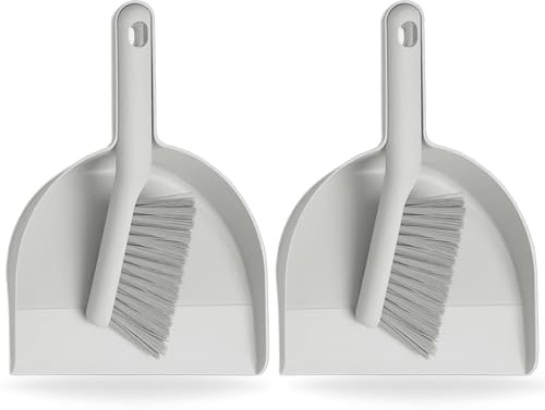 Home Stuff Pack of 2 Dustpan and Brush Set, Dust Pans with Brush, Small Dustpan and Brush Set, Hand Broom and Dustpan Set for Home, Dustpan and Brush Set are Daily Essential Cleaning Tool, Gray