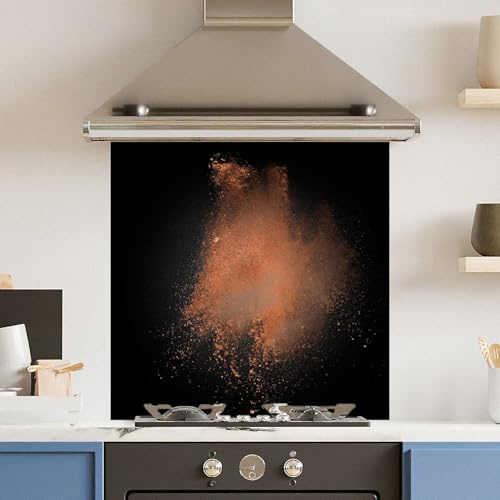Toughened 6mm Glass Kitchen Splashback 60 x 60cm Coffee Dust - Polished Edge Heat Resistant Back Splash for Cookers Hob