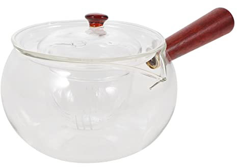 Théière Bouilloire transparente Cafetière en verre Théières japonaises Bouilloire à thé domestique Petite théière Théière à thé en verre Salon de thé Poignée en bois Petite théière en verre Théière en