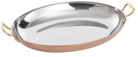 UGCER Ovale spanische Paellapfanne, 30 cm, Edelstahl, antihaftbeschichtet, mit Doppelgriff, Paella-Kochgeschirr für Zuhause oder Restaurants,Rose Gold