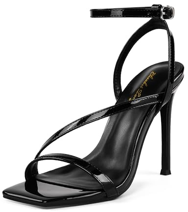 Zhabtuc sandali donna tacco alto, design quadrato, punta aperta, cinturino comodo, tacco a stiletto 10 cm, perfetti per feste e uso quotidiano