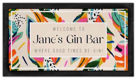 Personalised Gin Bar Runner Flower Rubber Beer Mat Home Pub Man Cave Shed Outdoor Patio Party Floral Gin & Tonic Cocktail Drink Spill Birthday Gift Ladies Night In Kitchen Disco KBR14