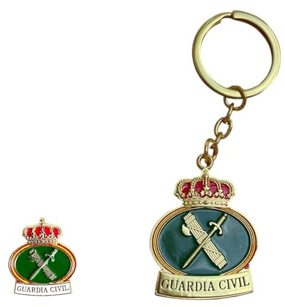 ADCSHOP Pack Pin y Llavero Guardia Civil España | Emblemas Esmaltados | Haz de Lictores, Espada Desnuda y Óvalo Verde con Iniciales | Aleación Zamak Alta Resistencia | Regalo Honorífico y Coleccion