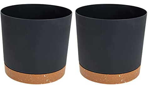 BESPORTBLE Macetas Redondas de Plástico 2 Piezas para Plantas Interiores, Orificios de Drenaje y Diseño Moderno para Decoración de Jardín