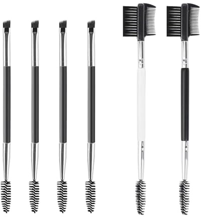 TRKETK 6 Piezas Cepillos para Cejas de Doble Punta Peine de Pestañas 2 en 1 Portabilidad Herramientas Profesionales para Maquillaje de Ojos para Modificar Cejas y Pestañas