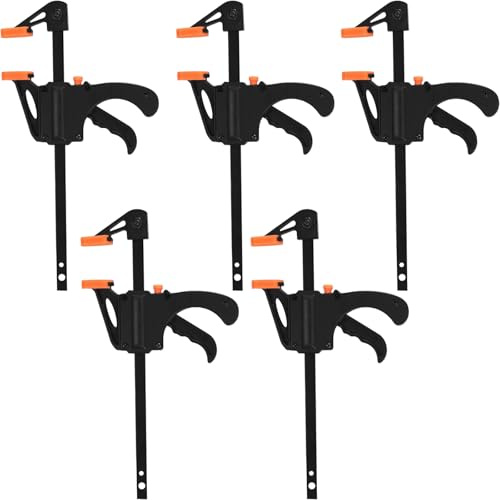 Anhoer 5x Einhandzwingen Schraubzwingen Spanner Zwingen Klemmen & Spanner Klemmzwingen Schnellspannzwinge 4 Zoll Schraubzwingen F-Klemmen Woodworking Ratschenzwinge für Holzarbeiten Heimwerken