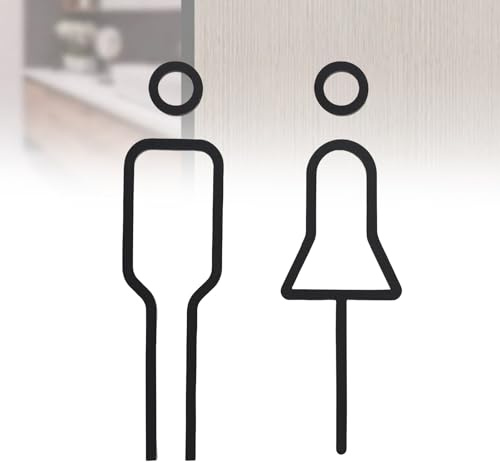 HAPPOW WC Schild Selbstklebend, Gäste WC Schild, Toilettenschild aus Acryl, Laserschneiden, Stilvoll und Schlicht, für Hotels/Einkaufszentren/Cafés(18 cm x 5,7 cm/4,6 cm)