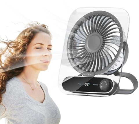 Ventiladores pequeños para dormitorio, ventilador de mesa pequeño plegable, enfriador de aire recargable con 199 velocidades, luz nocturna de montaje en pared, accesorios geniales para el hogar