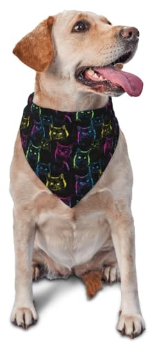 Hundehalstuch für kleine, mittelgroße und große Hunde, buntes schwarzes Katzen-Motiv, Dreieck-Lätzchen, Schal, Taschentuch, Zubehör