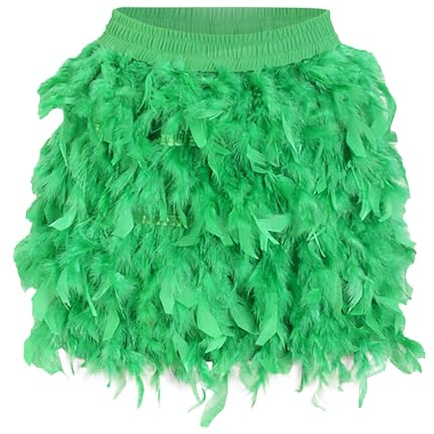Falda de Plumas Pavo Mujer Elegante Falda Corta Midi Sexy Vestido Verano Noche Estilo Bohemio