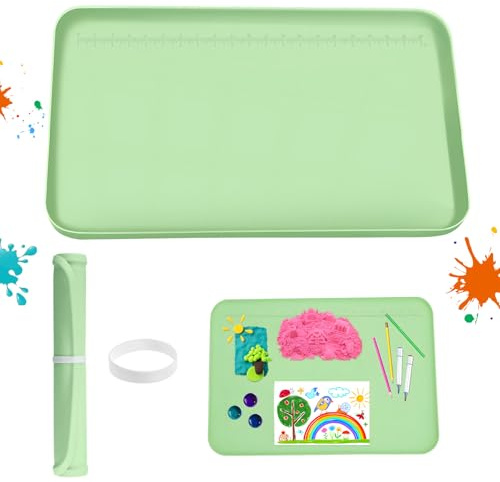 UBERMing Silikonmatte zum Basteln 60 x 40 cm, Malunterlage für Kinder Abwaschbar rutschfest Bastelunterlage Bastelmatte Silikon mit Rand für DIY Handwerk Ton Sand Art, Mehrzweck Tischmatte Platzset