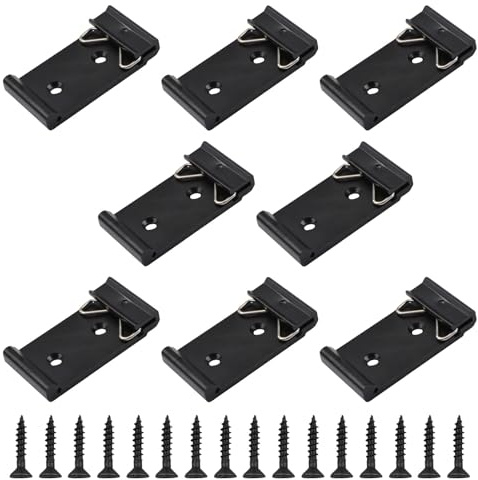 UFURMATE 8 clip di montaggio su guida DIN universale larga 35 mm morsetti fissi in lega di alluminio clip relè a stato solido con viti di montaggio (nero)