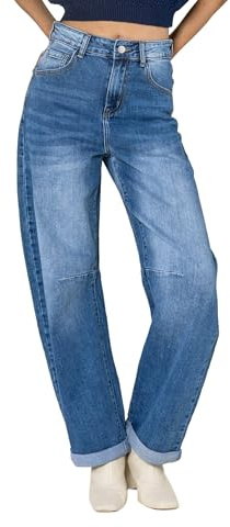 Nina Carter YY307 Jean pour femme Barre Fit – Jean taille haute style mom en denim stretch, coupe large, M mince