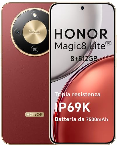HONOR Magic8 Lite Smartphone 5G, 8+512GO, Triple résistance-IP69K, 7500 mAh, Caméra 108 MP OIS, Écran AMOLED de 6,79 Pouces téléphone Portable, AI Intelligente, Double SIM, NFC, Reddish Brown