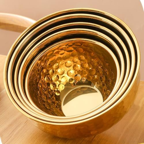 Ensaladera redonda de acero inoxidable para uso en cocina, diseñado para mezclar verduras, batir huevos y lavar productos con material (plata, 6 piezas)