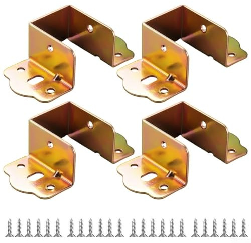 Staffe per binario per letto a forma di U, resistenti, confezione da 4, in acciaio laminato a freddo con zincatura per resistenza alla ruggine, supporto angolare di 90 gradi per telai e travi in legno