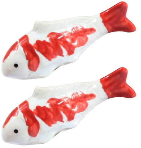 LOLIPPYY Schwimmende Fischornamente Aquarium Fischfigur aus Keramik 2 Stück Aquarium Dekoration mit Niedlicher Cartoon Optik Langlebig und Bezaubernde für Tisch und Teich