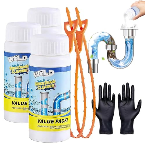 Limpiador de Tuberías y Desagües Extremadamente Potente | Espuma Desatascadora Extra Fuerte | Altamente Eficaz con Espuma Activa | Para Cocina y Baño | Elimina Obstrucciones (3PCS)