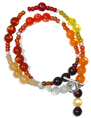 SSH-Design - Wickelarmband - orange, gelb, braun, rot & beige -