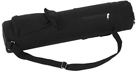 MAGT Yogatasche, Multifunktionale Yogamatte Tasche Schwarz Leinwand Yoga Tasche mit Verstellbarer Gurt, Yogamatte Aufbewahrungstasche Rucksack