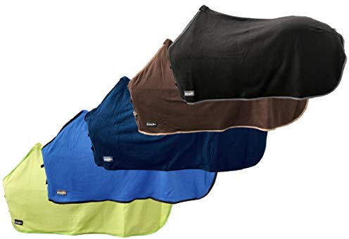 RL24 - Abschwitzdecke Basicline – Pferdedecke mit Schweifkordel, Widerristpolster & Metallverschluss – atmungsaktive Fleecedecke – Pferde Zubehör – Transportdecke in Schwarz – 165cm
