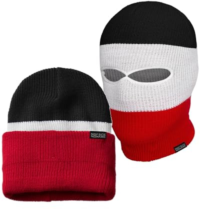 PGWEAR Mütze/Sturmhaube Troublemaker Schwarz Weiß Rot I Mütze Maske Balaclava I Ultras Ski Hooligans
