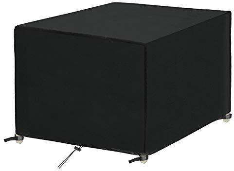 SanGlory Abdeckung Gartenmöbel, Abdeckhaube Möbelsets mit Zugkordel Wasserdichtes Atmungsaktives Oxford-Gewebe Gartenmöbel Schutzhülle, Abdeckung Gartentisch Quadratisch(125 x 125 x 74cm)