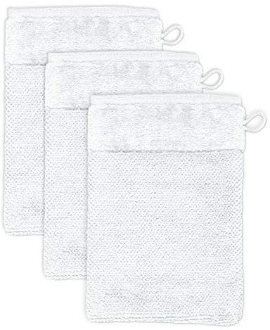 Möve Bamboo Luxe 3er Set Waschhandschuh 15 x 20 cm aus 60% Baumwolle / 40% Viskose aus Bambus-Zellstoff, Snow