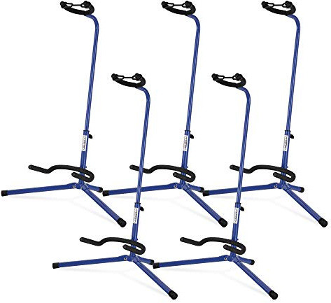 5x Classic Cantabile Gitarrenständer - Universal Gitarrenständer für Konzertgitarre, Westerngitarre, E-Gitarre, E-Bass - Gepolsterte Auflage - Klappbarer Gitarrenständer - Blau