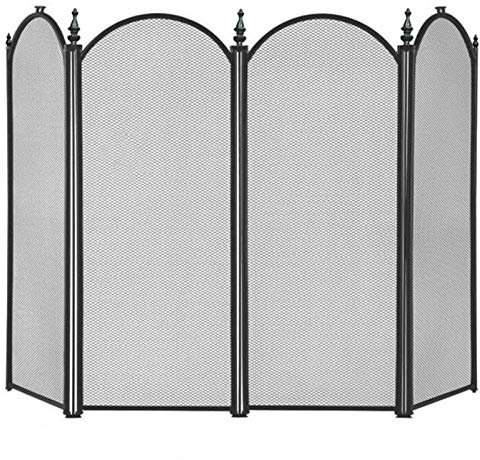 Kamingitter 4 Panel Small Kamin Bildschirm für Platz Sparen, Zuverlässiger Funkenschutz für Feuerstelle Im Freien, Falten für Einfachen Transport oder Lagerung