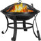 Yaheetech Ø 54cm Feuerschale mit Funkenschutz, Outdoor Feuerstelle Feuerkorb, Fire Pit, Feuerschalen für den Garten, Heizung, Terrasse, Lagerfeuer und Camping