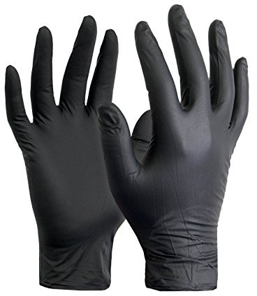 Ruiyang Box of 100 x Black Disposable Nitrile Gloves Size Medium