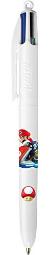 BIC – 1 bolígrafo de 4 colores clásicos – Decorados surtidos Mario Kart – Punta media: 1 mm