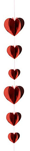 Oblique Unique® 3D Herz Girlande Deckenhänger in Rot Deko für JGA Junggesellinnenabschied Hochzeit Valentinstag Geburtstag Weihnachten Party