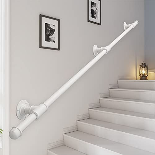 Handrail blanche Securite Rampe Main Courante pour escalier Rambarde Fer forgé Garde-Corps Terrasse Fenetre Balcon Parapet Poignées Barre d'appui Extérieur Montage mural, Sécurité ( Size : 350cm )