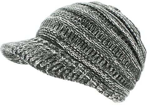 dy_mode Damen Strickmütze mit Schirm Schirmmütze Winter Mütze - A306 (A306-DunkelkhakiMix)