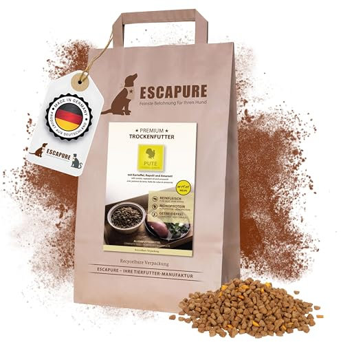Escapure WELPEN Trockenfutter 1,5kg Beutel PUTE - Hundefutter trocken mit Rapsöl & Amarant - Alleinfuttermittel für Hundebabys getreidefrei - Welpe Hundenahrung mit hohem Fleischanteil