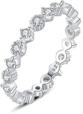 Aotiwe Ring für Frauen Silber, Schmuck Damen Silber Runde Form Silber mit Weiß Zirkonia Größe 57 (18.1)