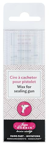 Jacques Herbin 35802T - Paquet de 6 bâtons de cire à cacheter spéciale pour pistolet, Transparent. Fabriqué en France