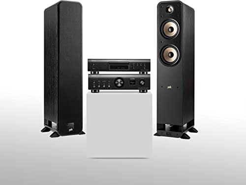 Denon PMA-900HNE HiFi Verstärker, Stereo Verstärker mit passendem DCD-900NE HiFi CD Player und Polk Signature Elite ES55 Standlautsprecher, schwarz/schwarz